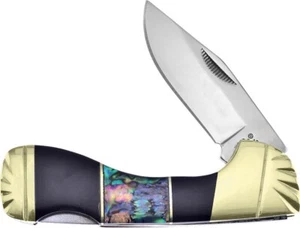 Frost Choctaw Pocket knife Buffalo horn abalone Handle Lockback - Picture 1 of 3