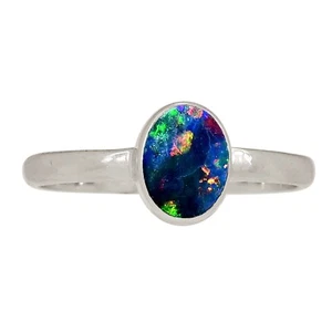 Treated Australian Opal 925 Sterling Silver Ring Jewelry s.9 ALLR-31691 - Picture 1 of 1