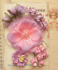 LAVENDER & PINK Mix - 14 PAPER & Fabric Flowers 5 Styles 20-90mm across MH VE3