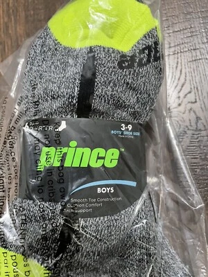 Prince Boys' Quarter Length Athletic Ankle Socks with, Marled Grey, Size 3-9 - Image 1 of 4