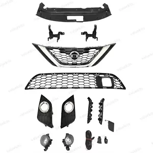 12PC For Sentra 2016-2019 Bumper Upper Lower Chrome Grille Mesh Fog lights kit - Picture 1 of 6