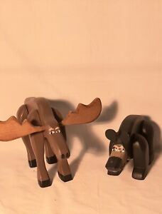 Crazy Mountain Wooden Moose and Bear figures decor accents