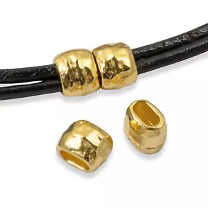 10 Gold gehämmertes Fass Leder Crimp Perlen, 4x2 mm Lochgröße, TierraCast Design - Bild 1 von 6