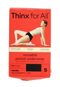 Thinx For All Period Underwear, Womens Reusable Briefs, Super Absorbency, Black - Picture 1 of 5