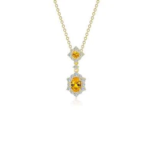 BRAND NEW Lafonn Gold Plated 1.02 CTW Yellow Citrine Halo Necklace N0322CTG20 - Picture 1 of 3