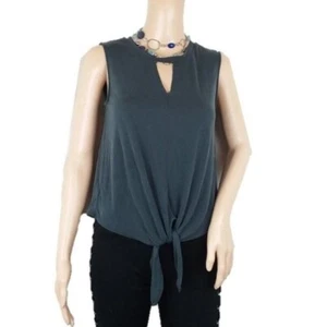 LOFT Outlet Charcoal Gray Keyhole Tank Top - Picture 1 of 6