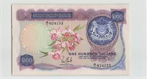 SINGAPORE $100 Dollars 1967, P-6a Lim Kim San, Orchid Series, Orig. EF-AU, Rare - Picture 1 of 2