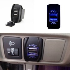 Dual USB Car Power Charger Port Socket ARB Jack Blue LED Light 12V 24V