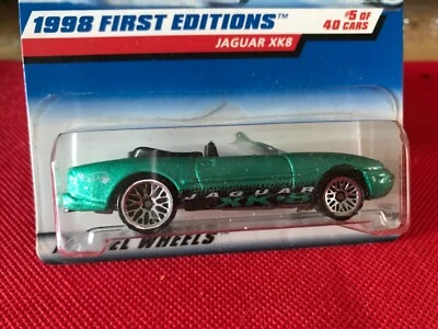 1997 Hot Wheels 1998 First Edition #5 Green Jaguar XK8 Collector #639 B544 - Image 1 of 4