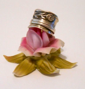 VINTAGE STERLING SILVER WIDE BAND ROSE SPINNER RING SIZE 6 SOLID 925 8.1 GRAMS - Picture 1 of 9
