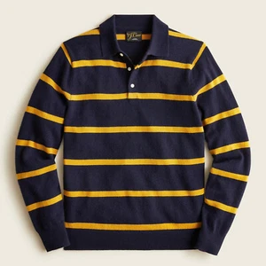 J. Crew Herren Pure 100 % Kaschmir Kragenpullover in Rugby Streifen $ 158 NEU M - Bild 1 von 2