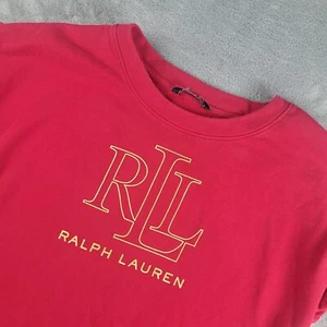 Ralph Lauren RLL Sudadera Roja Cuello Redondo Manga Larga Dorado Logo Spellout Lounge - Imagen 1 de 12