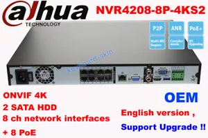 New for Dahua NVR4208-8P-4KS2 NVR 8 Channel 1U Case 8 PoE Network Video Recorder - Picture 1 of 11