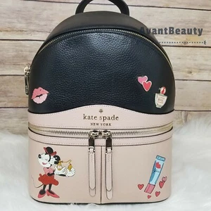 NWT Kate Spade New York Minnie Mouse Medium Leather Backpack KSNY Red Black New - Picture 1 of 12