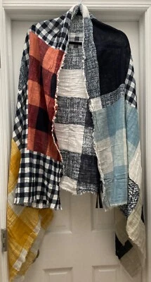 Zara Patchwork Multicolor Check ShawlCotton Gauze - Image 1 of 4