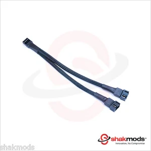 Shakmods 20 cm 4 pin PMW Fan Y Splitter Black Sleeved Extension Cable - Picture 1 of 2
