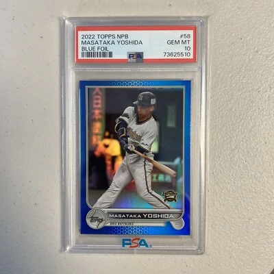 2022 Topps Chrome NPB Masataka Yoshida Blue Refractor 10/50 PSA 10 Pop 1 - Image 1 of 2