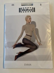 Wolford Emma Sz S Tights Stockings Black Ash New NIP Small 14430 - Picture 1 of 4