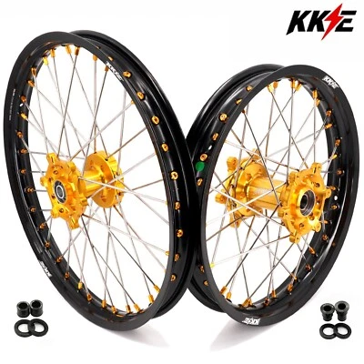for Suzuki 2005-2025 DRZ400 S DRZ400SM - KKE 21/18 Dirt Bike CNC Wheels Gold Nut - Image 1 of 4