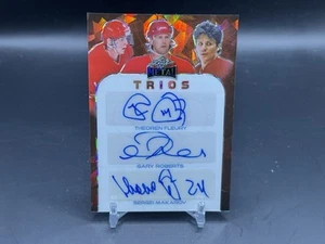 2024 Theoren Fleury/Gary Roberts/Sergei Makarov Leaf Metal 1/1 Triple Auto - Picture 1 of 2