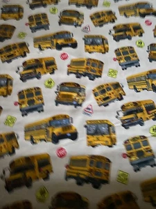 SCHULBUS VERKEHRSSCHILDER BAUMWOLLSTOFF FQ - Bild 1 von 2