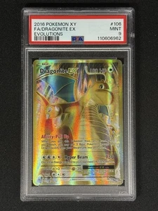PSA 9 2016 Pokemon Evolutions XY Dragonite EX Full Art FA 106/108 Mint - Picture 1 of 2