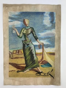 SALVADOR DALI COA art painting original drawing vintage paper signed stamped - Picture 1 of 3