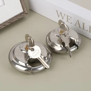 1PCS 60/70MM Cool Duty Stainless Steel Round Disc Storage Pad Lock Padlock - Bild 1 von 13