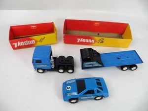 Vintage Buddy L Corp Japan Goodyear Racing Car and Trailer in Original Sleeves - Picture 1 of 12
