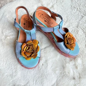 L'Artiste Sandali Passo Primaverile Plateau Zeppe Tempesta Blu Floreale Boho Taglia 37 - Foto 1 di 8