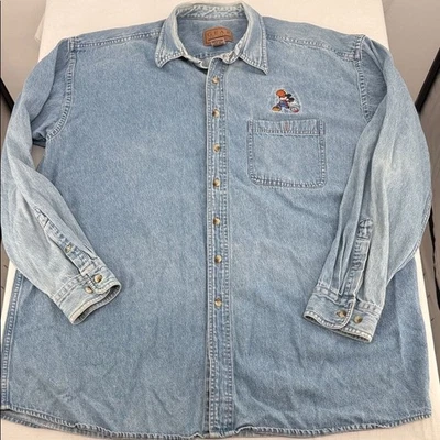 Vintage Disney Shirt Mens XXL Denim Embroidered Mickey Mouse Basketball - Image 1 of 4
