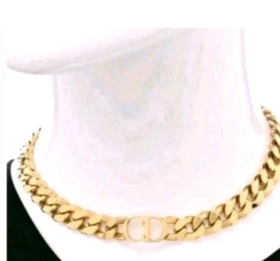 CHRISTIAN DIOR Etoile Danseuse CD Choker Logo Cuban Necklace - Image 1 of 4