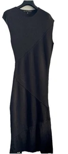 RALPH LAUREN-NEGRO Etiqueta-Asimétrico Sin Mangas Tejido Largo Completo Vestido-Talla 4 - Imagen 1 de 9