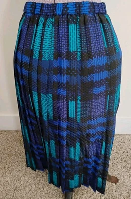 Falda Midi De Colección Colorida Plisada Elástica Años 90 Abstracta Cuadros Oficina Secretaria 6/8 Foto 1 de 4