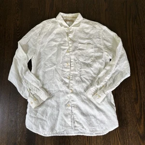 Chemise Tommy Bahama homme grande taille en lin blanc boutonnée décontractée manches longues - Photo 1/8