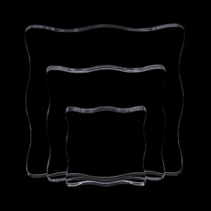3-Piece Clear Acrylic Stamp Blocks - Wavy Blocks with Grid Lines for Scrapboo... - Picture 1 of 5