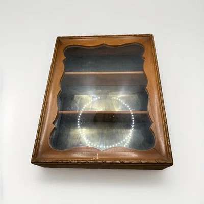 Vintage Carved Wood Framed Mirrored Curio Wall Shelf - Image 1 of 4