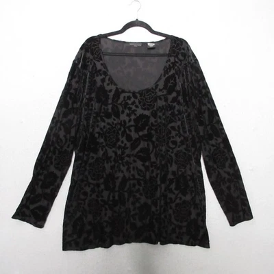 Top Apostrophe Plus 24 26W Negro Floral Terciopelo Burnout Capricho Whitchy Transparente Foto 1 de 4