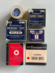 Mixed Lot of Vintage Dennison Gummed Labels Corners Tape Shanks Dots Binding - Picture 1 of 9