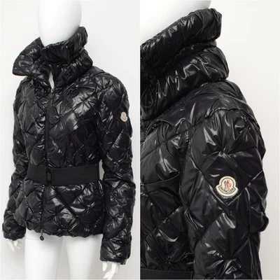 Женская редкая винтажная Moncler Афины черный выстеганный вниз пуховик куртка размер 2, ~ M - Изображение 1 из 4