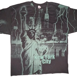 Alstyle New York City All Over Print Statue Of Liberty Men's 2XL T-Shirt Green - Picture 1 of 11