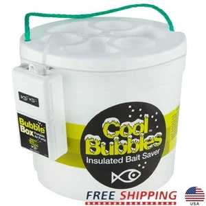 Cool Bubbles 8 Qt Insulated Bait Bucket Aerator Fresh Salt Water Ice Fishing New - Picture 1 of 5