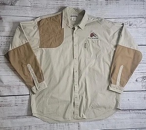 Columbia 🦆 Delta Waterfowl Shirt Mens XXL Khaki Brown Shooter Duck Embroidery - Picture 1 of 15