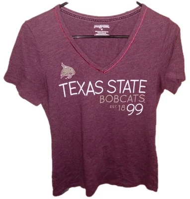NCAA Texas State Bobcats Est.1899 Maroon V-Neck Women's Medium Shirt By JanSport - Image 1 of 2