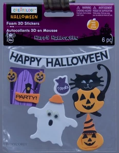 Creatology Halloween 6 pc Happy Halloween Ghost Cat Foam Glitter Stickers NIP - Picture 1 of 1