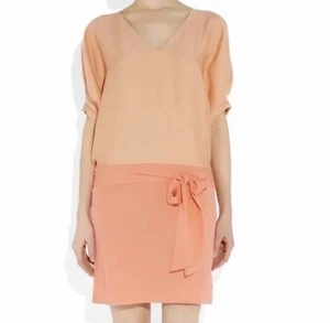 Diane von FURSTENBERG Enda Damen-Minikleid tief tailliert Ton Seide orange Größe 12 - Bild 1 von 15