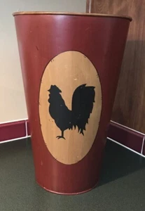 Contenedor jarrón gallo de hojalata de metal de 12,5" de alto decoración del hogar granja - Imagen 1 de 2