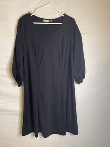 Susan Graver Womens Size 1X Long Sleeve Dress Black 1544 - Picture 1 of 8