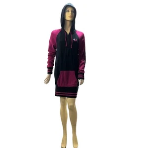 TRUE RELIGION Women's Half Zip Hoodie Dress Black & Pink Cotton Size M/M - Picture 1 of 17