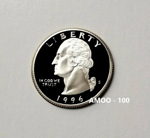 1996 S Silver Proof Washington Quarter 90% Silver Cover